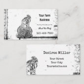 Rooster  Boerderij Black White Texture Land Visitekaartje (Voorkant / Achterkant)