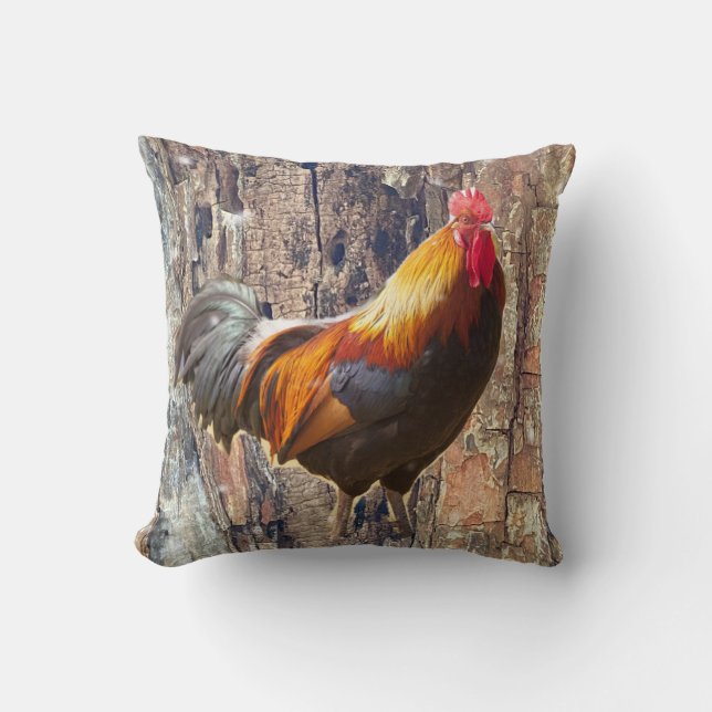 Rooster Boerderij Kippen Sierkussen (Voorkant)