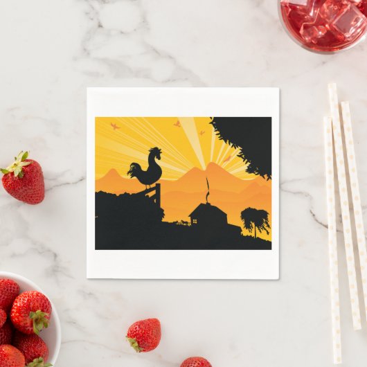 Rooster Boerderij Landscape Papieren servetten (Insitu)