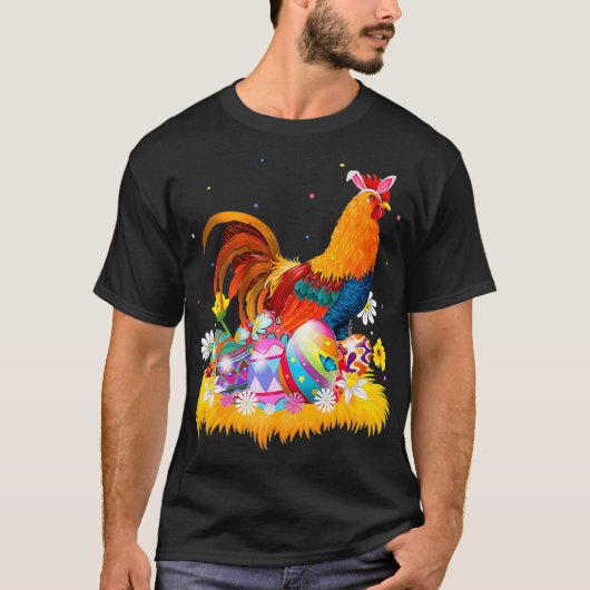 Rooster BunnyEars Pasen, paasdag Chicken Lover T-shirt (Voorkant)