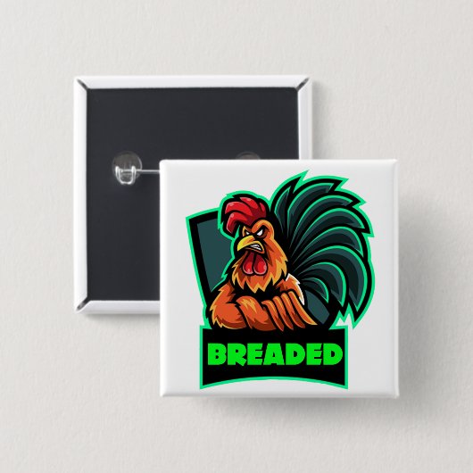 Rooster-Button met aderafdekking Vierkante Button 5,1 Cm (Voorkant /achterkant)