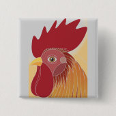 Rooster-Button Vierkante Button 5,1 Cm (Voorkant)