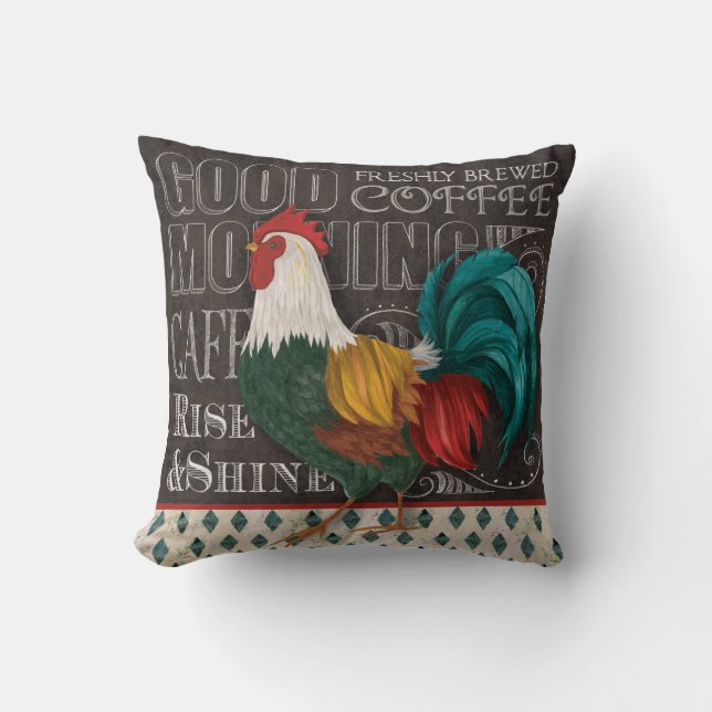 Rooster Chalkboard Rise & Shine Pillow Kussen (Voorkant)