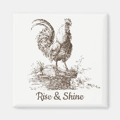 Rooster charming sepia tone illustratie magneet (Voorkant)