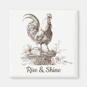 Rooster charming sepia tone illustratie magneet