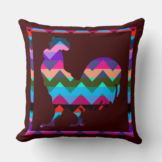 Rooster Chevron Pattern Kussen (Voorkant)