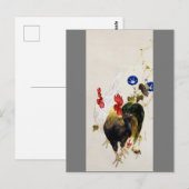 Rooster, Chick en Morning Glory, Watanabe Seitei Briefkaart (Voorkant / Achterkant)