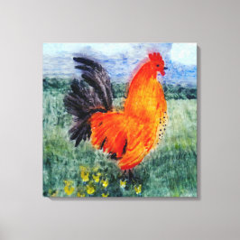 Rooster Chicken Art Land Canvas Afdruk
