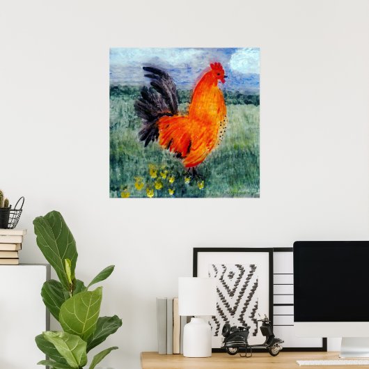Rooster Chicken Art Poster (Thuiskantoor)