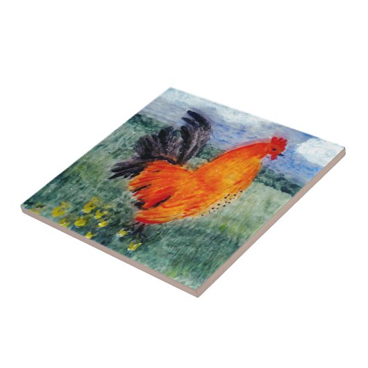 Rooster Chicken Art Tegeltje (Zijkant)