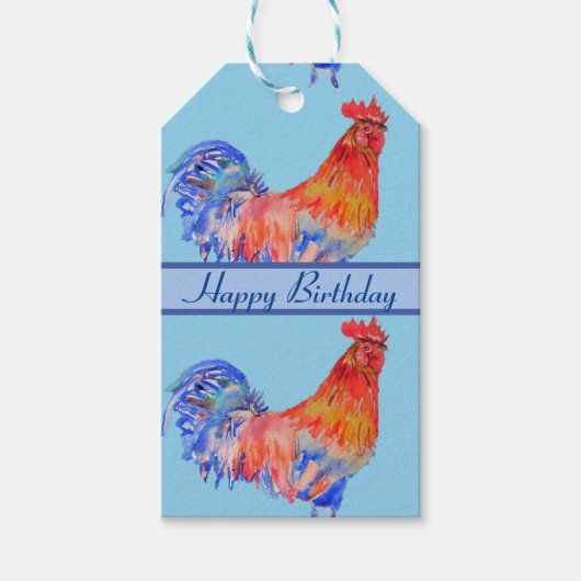 Rooster Chicken Chook Animal Blue Cadeaulabel (Voorkant)