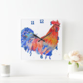 Rooster Chicken Cochlein Childs Boys Nursery Room Vierkante Klok (Huis)