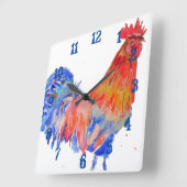 Rooster Chicken Cochlein Childs Boys Nursery Room Vierkante Klok (Hoek)