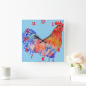 Rooster Chicken Cochlein Childs Boys Nursery Room Vierkante Klok (Huis)