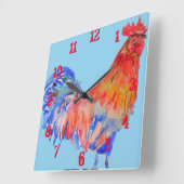 Rooster Chicken Cochlein Childs Boys Nursery Room Vierkante Klok (Hoek)