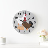 Rooster Chicken Eggs RoundWall-klok Grote Klok (Huis)