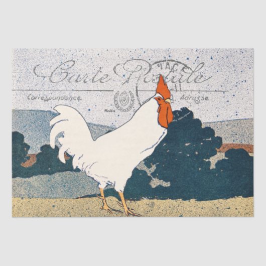 Rooster Chicken Farmhouse Carte Postale French Tissuepapier (Voorkant)