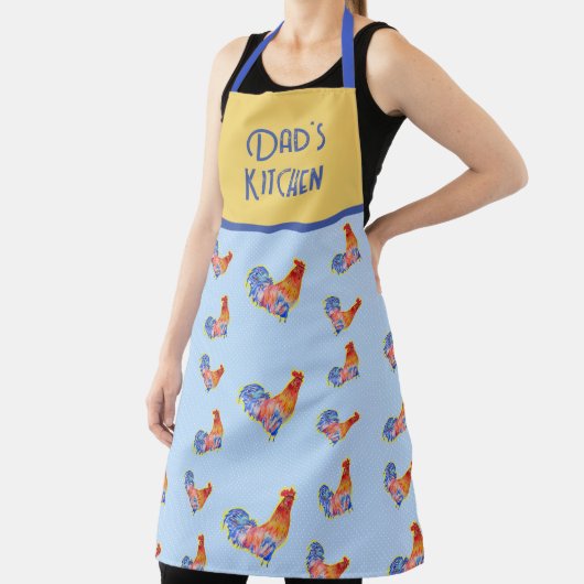 Rooster Chicken Funny Blue Bird hmakreel Schort (Insitu)