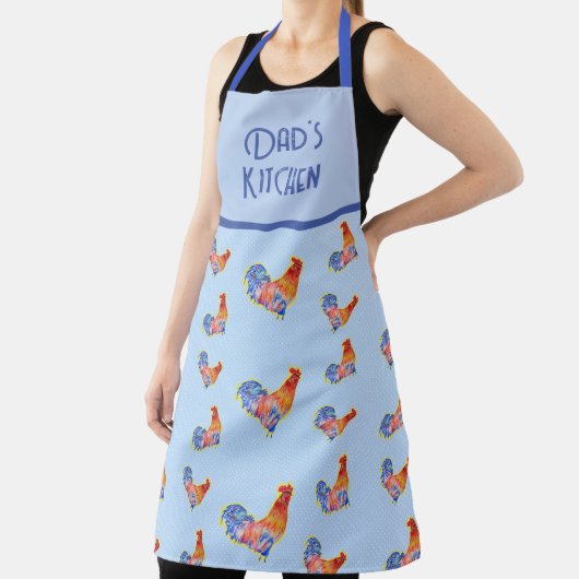 Rooster Chicken Funny Blue Bird horn Apron Schort (Insitu)