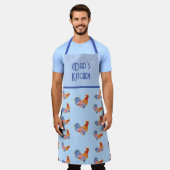 Rooster Chicken Funny Blue Bird horn Apron Schort (Gedragen)