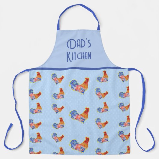 Rooster Chicken Funny Blue Bird horn Apron Schort (Voorkant)