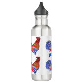 Rooster Chicken Red Blue waterverf art Boys Waterfles (Links)