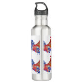 Rooster Chicken Red Blue waterverf art Boys Waterfles (Achterkant)