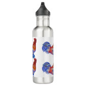 Rooster Chicken Red Blue waterverf art Boys Waterfles (Rechts)