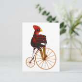 Rooster Chicken Riding a  Bicycle Briefkaart (Staand voorkant)