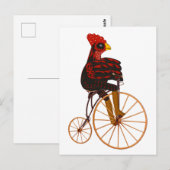 Rooster Chicken Riding a  Bicycle Briefkaart (Voorkant / Achterkant)