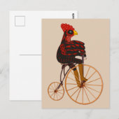 Rooster Chicken Riding a  Bicycle Briefkaart (Voorkant / Achterkant)