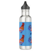 Rooster Chicken Rood Blauw waterverf Art Boys 710  Waterfles (Links)