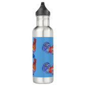 Rooster Chicken Rood Blauw waterverf Art Boys 710  Waterfles (Rechts)