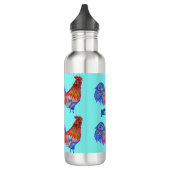 Rooster Chicken Rood Blauw waterverf Art Boys 710 Waterfles (Links)