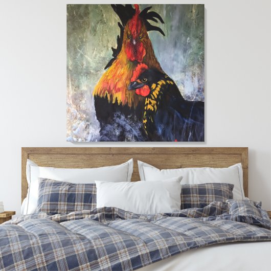 Rooster Chicken Rustic Boerderij Animal Canvas Afdruk (Insitu (Slaapkamer))