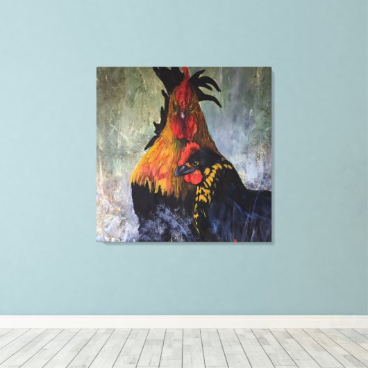 Rooster Chicken Rustic Boerderij Animal Canvas Afdruk (Insitu (Houten vloer))