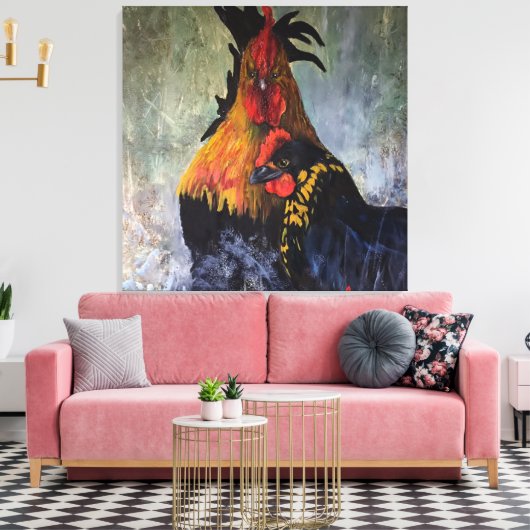 Rooster Chicken Rustic Boerderij Animal Canvas Afdruk (Insitu (Woonkamer))