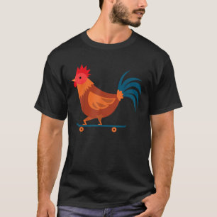 Rooster Chicken Skateboard Boerderij Poultry Skate T-shirt