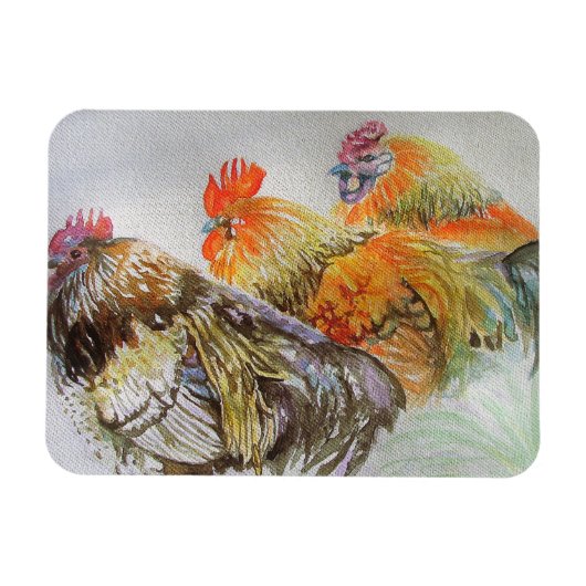 Rooster Chicken Waterverf Art Magnet Magneet (Horizontaal)