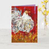Rooster Chicken Wenskaart Kaart (Gele Bloem)