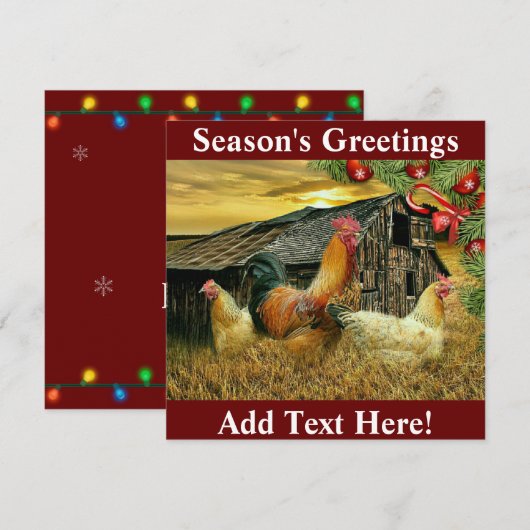 Rooster Chickens Chicken Coop Kerstmis Bedankkaart (Voorkant / Achterkant)
