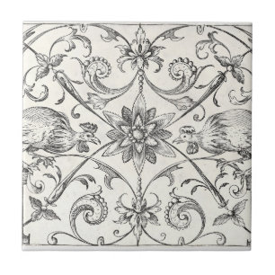 Rooster Chickens Cream  Tegeltje