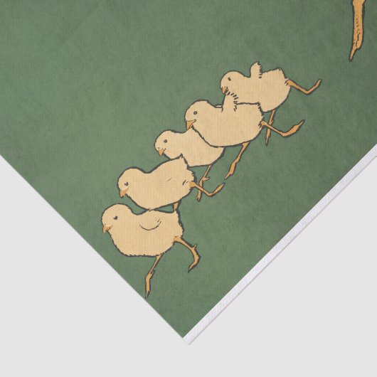 Rooster Chickens Decoupage Green  Tissuepapier (Detail)