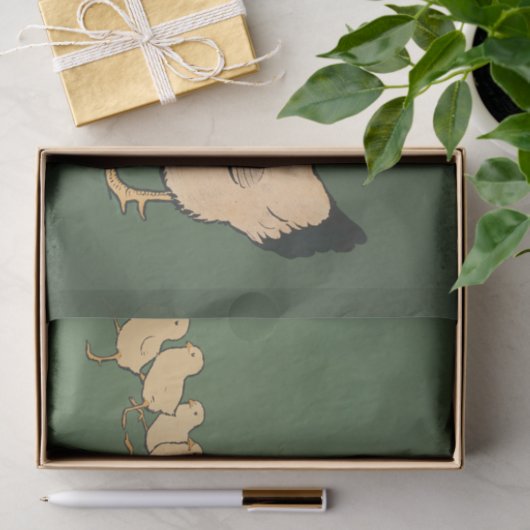 Rooster Chickens Decoupage Green Tissuepapier (Geschenk)