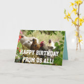 Rooster Chickens Happy Birthday van ons Alle kaart (Gele Bloem)