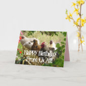Rooster Chickens Happy Birthday van ons Alle kaart (Gele Bloem)