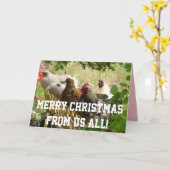 Rooster Chickens Merry Kerstmis van ons All Card Kaart (Gele Bloem)