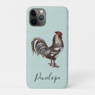  Rooster Chickenwire Blauwgroen Monogram Case-Mate iPhone Case
