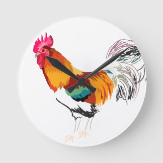 Rooster Clock Ronde Klok