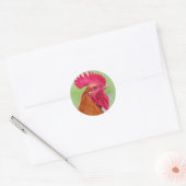 Rooster Close-up Ronde Sticker (Envelop)